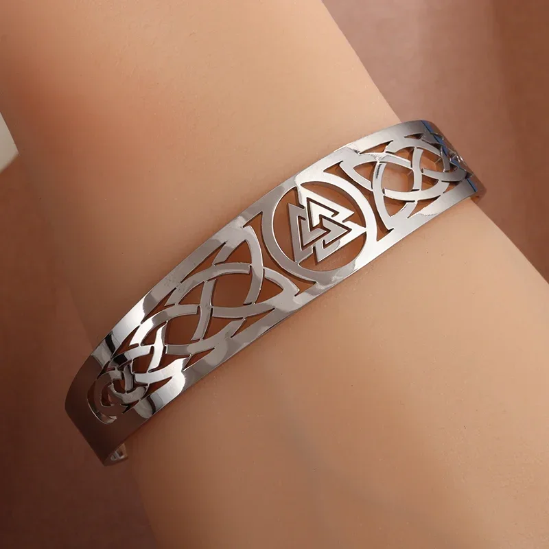 Винтажный браслет-манжета Valknut с кельтским узлом из нержавеющей стали для мужчин