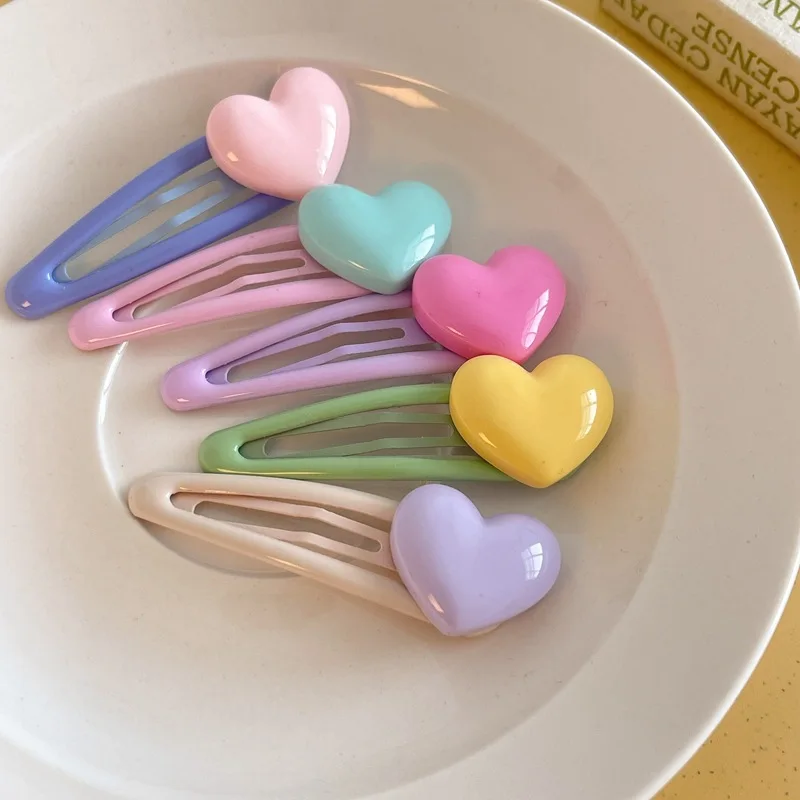 

1pc Colorful Heart Bangs Side Hair Clips Drop Glaze BB Clips for Children Edge Clip Ins Candy Headwear Hair Styling Accessories