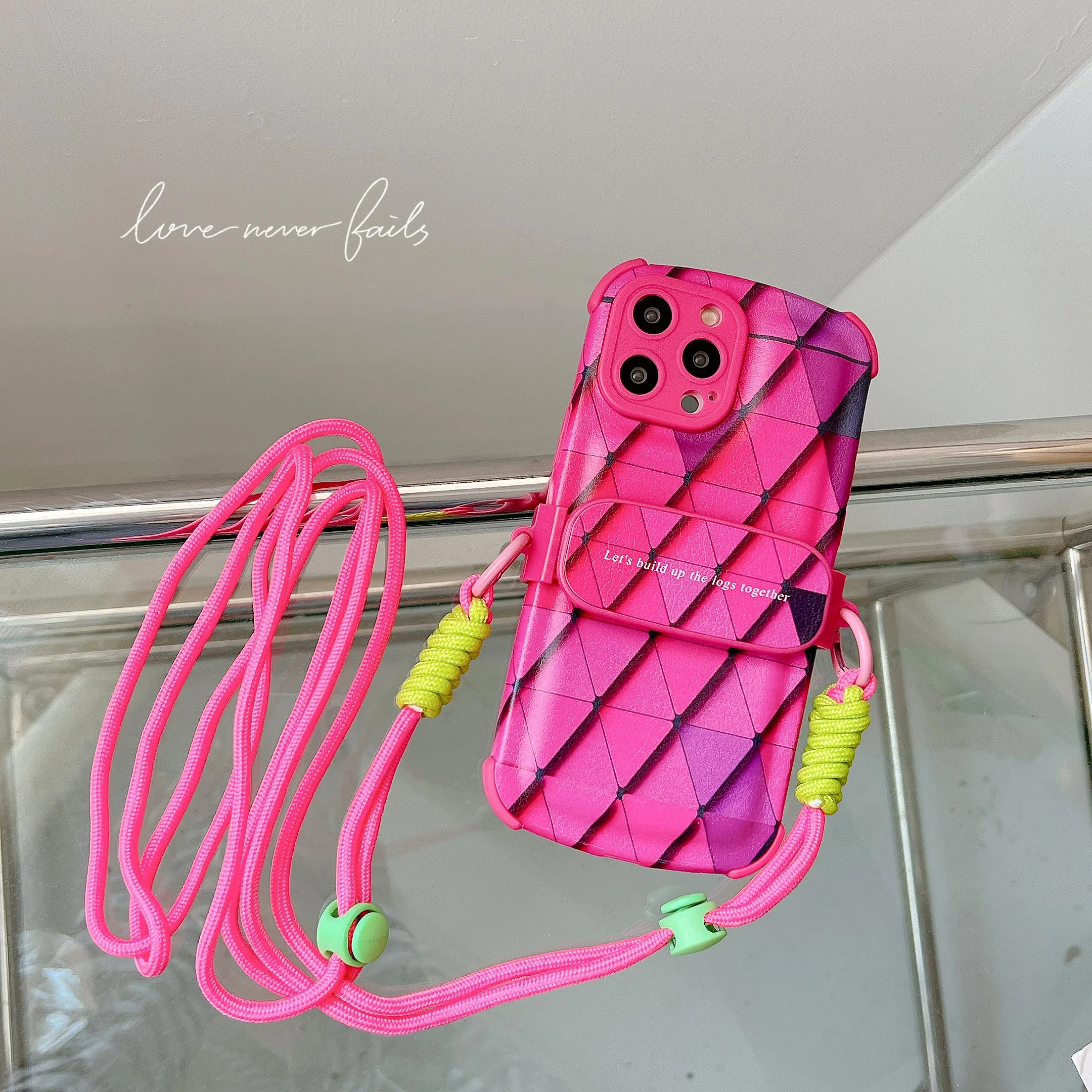 

Barbie Pink Crossbody Strap Case for iPhone 14 13 12 11 Plus Pro Max with Clip Necklace Lanyard 4Corner Anti-drop iPhone14 Cover