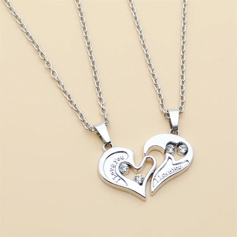 

Fashion Love Couple Necklace Pair of Heart-shaped Diamond Love Pendant Trend Korean Jewelry Ladies Valentine's Day Gift