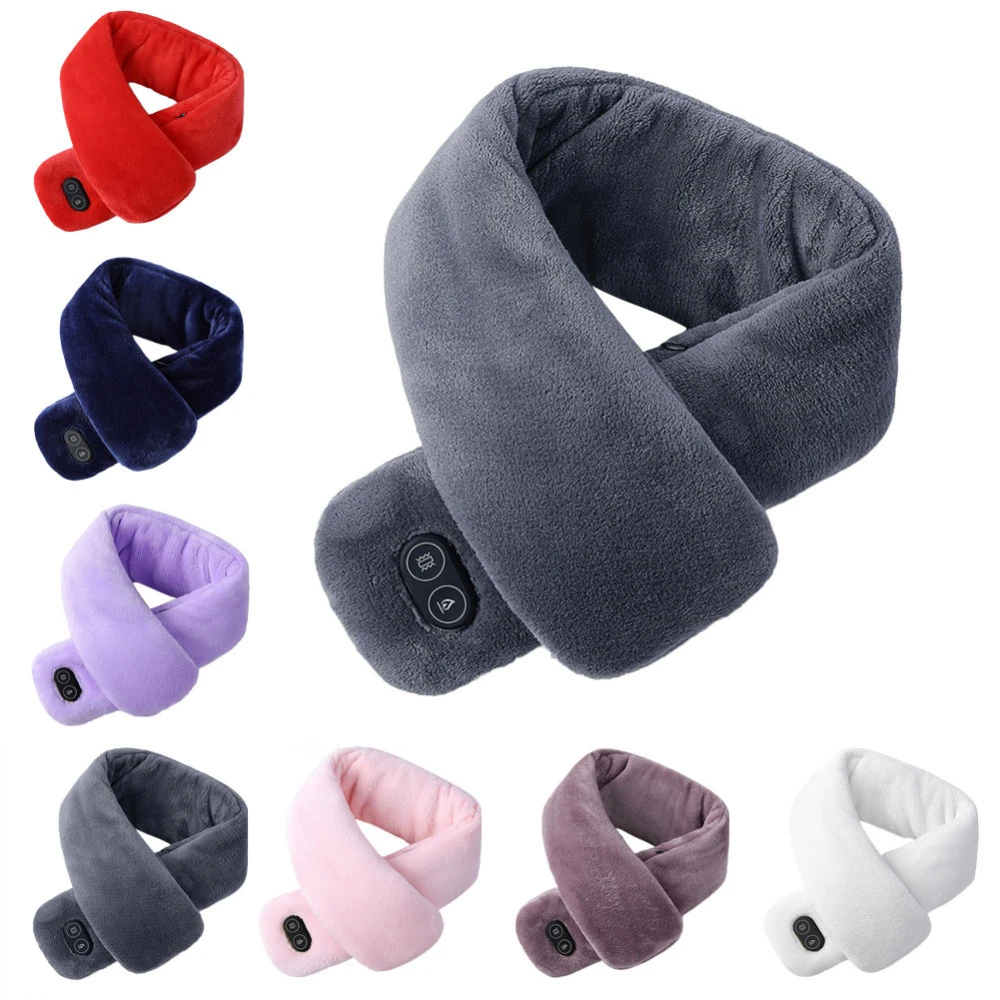 

USB Heated Winter Scarf Men Women Shawl Foreign Trade Smart Heating Solid Color Vibration Waterproof Male Female Massage Scarf