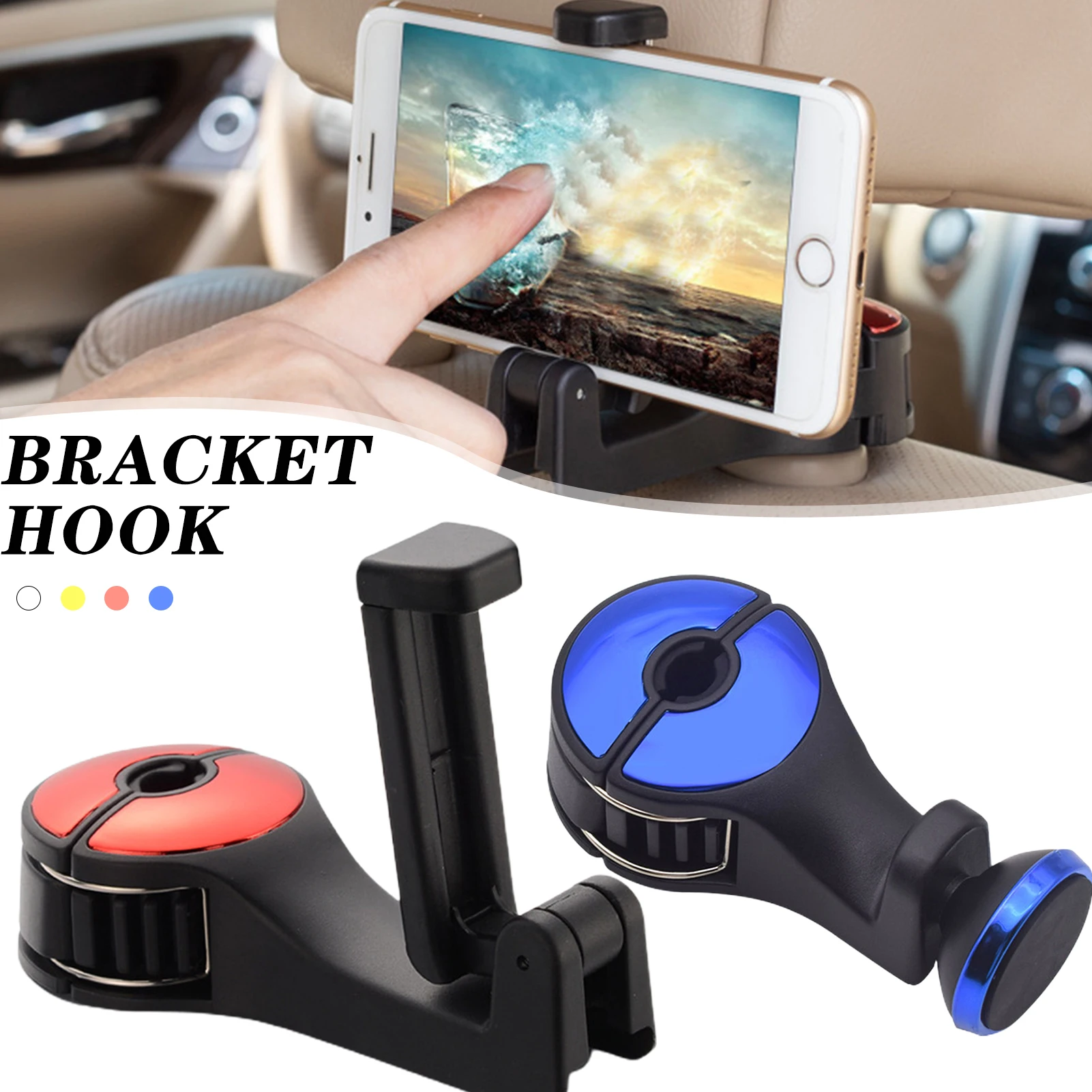 

Multifunctional 2 in 1 Car Headrest Hook with Phone Holder Rotatable Car Hook Hanger for Handbag Purse Grocery Bags For Cars