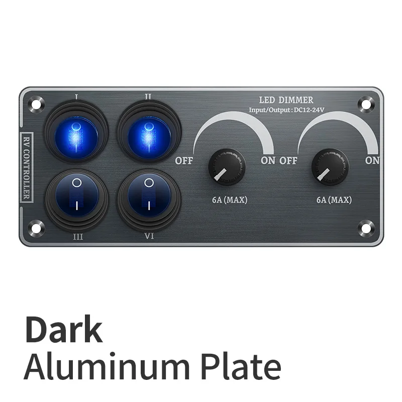 Тумблер Многофункциональный алюминиевый панельный светодиодный диммер 12 В 24 В для автофургона, яхты, автомобиля, лодки, грузовика, транспортных средств, фургона, мощность света