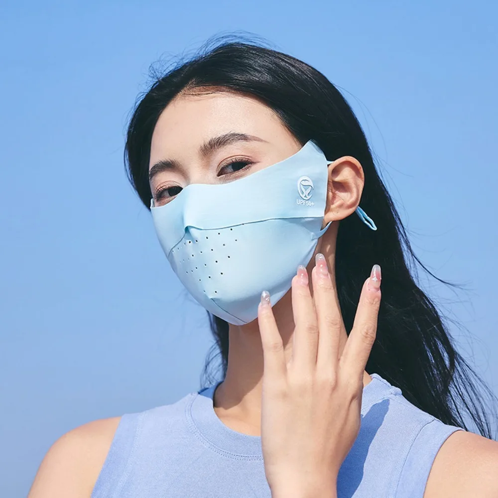 Эластичная однотонная маска из ледяного шелка защита от ультрафиолета солнца