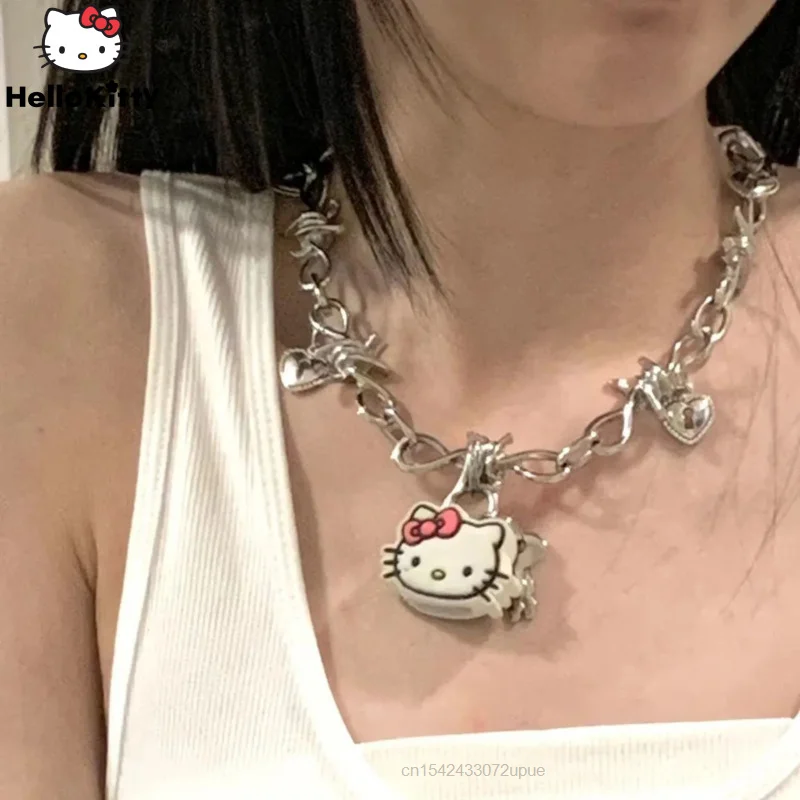 Hot Hello Kitty Pendant Necklace Punk Style Luxury Design Must-haves For Spring And Summer Spicy Girls Necklace Women Aesthetic