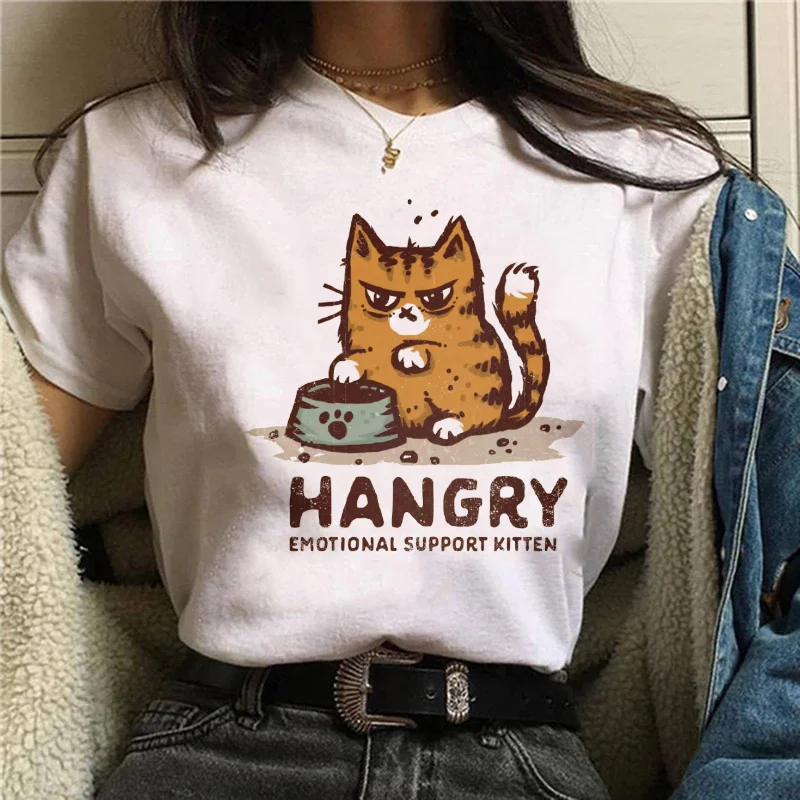 

Женская футболка с коротким рукавом, с принтом в виде кошки, в стиле 90-х