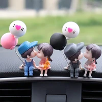 car decoration cute cartoon couples action figure figurines balloon ornament auto interior dashboard accessories for girls gifts