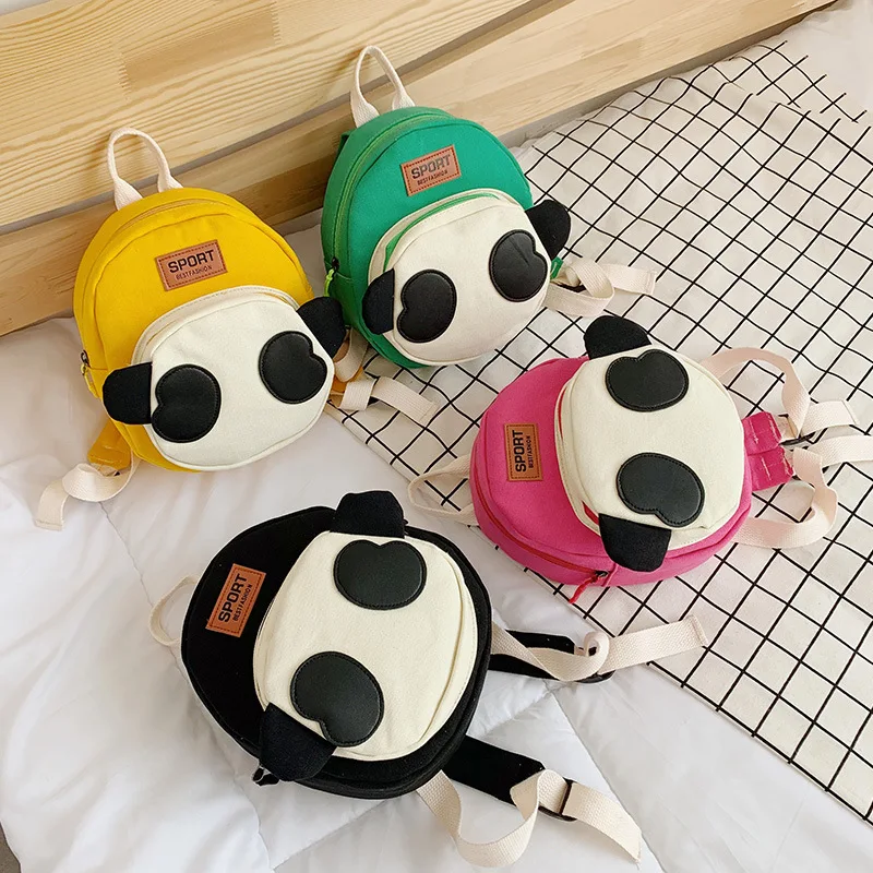 New Cartoon Kindergarten Cute Panda Children's Schoolbag Baby Boy and Girls Cartoon Animal Light Canvas Backpack Kids Snack Bags