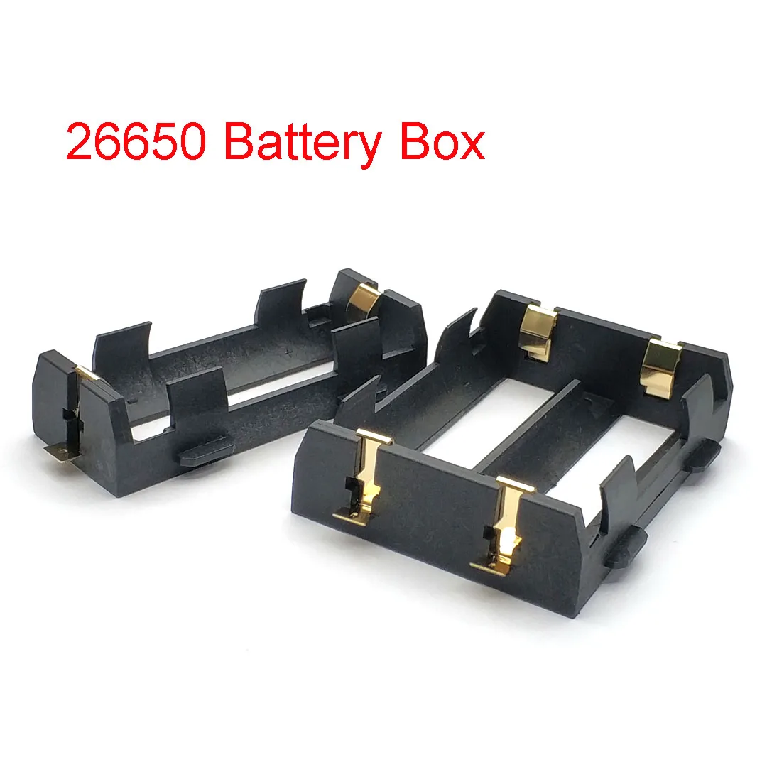 

26650 Battery Holder SMD for 26650 Black with Bronze Pins Gold Plated for 26650 3.7V Rechargeable Batteries Hold Case Box