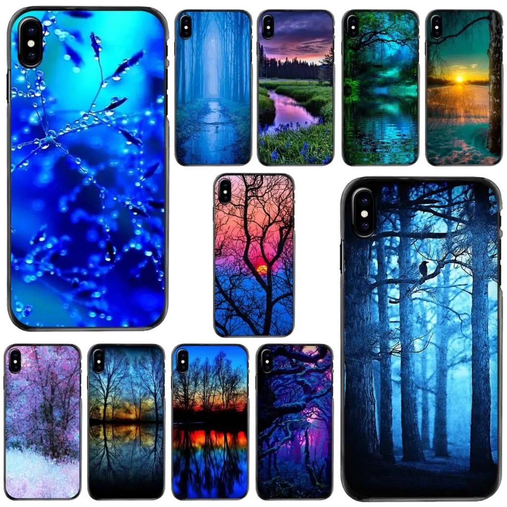 

art Beautiful Blue Nature Forest Hard Phone Skin Case For Apple iPhone 11 12 13 14 Pro MAX Mini 5 5S SE 6 6S 7 8 Plus 10 X XR XS