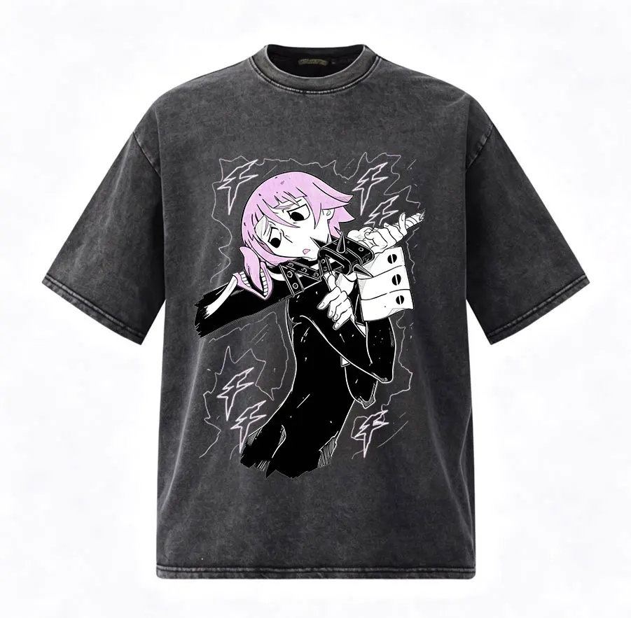Фото Винтажные футболки с принтом японского аниме Soul Eater Crona, мужская и женская одежда, модные футболки в стиле Харадзюку, оверсайз, с коротким рукавом №1