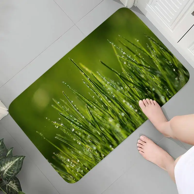 

Kitchen Bedroom Carpet Flannel Soft Rug Doormat Floor Indoor Mats Anime Memory Foam Green Grass Prayer Rug Parlor Mat Area Rugs