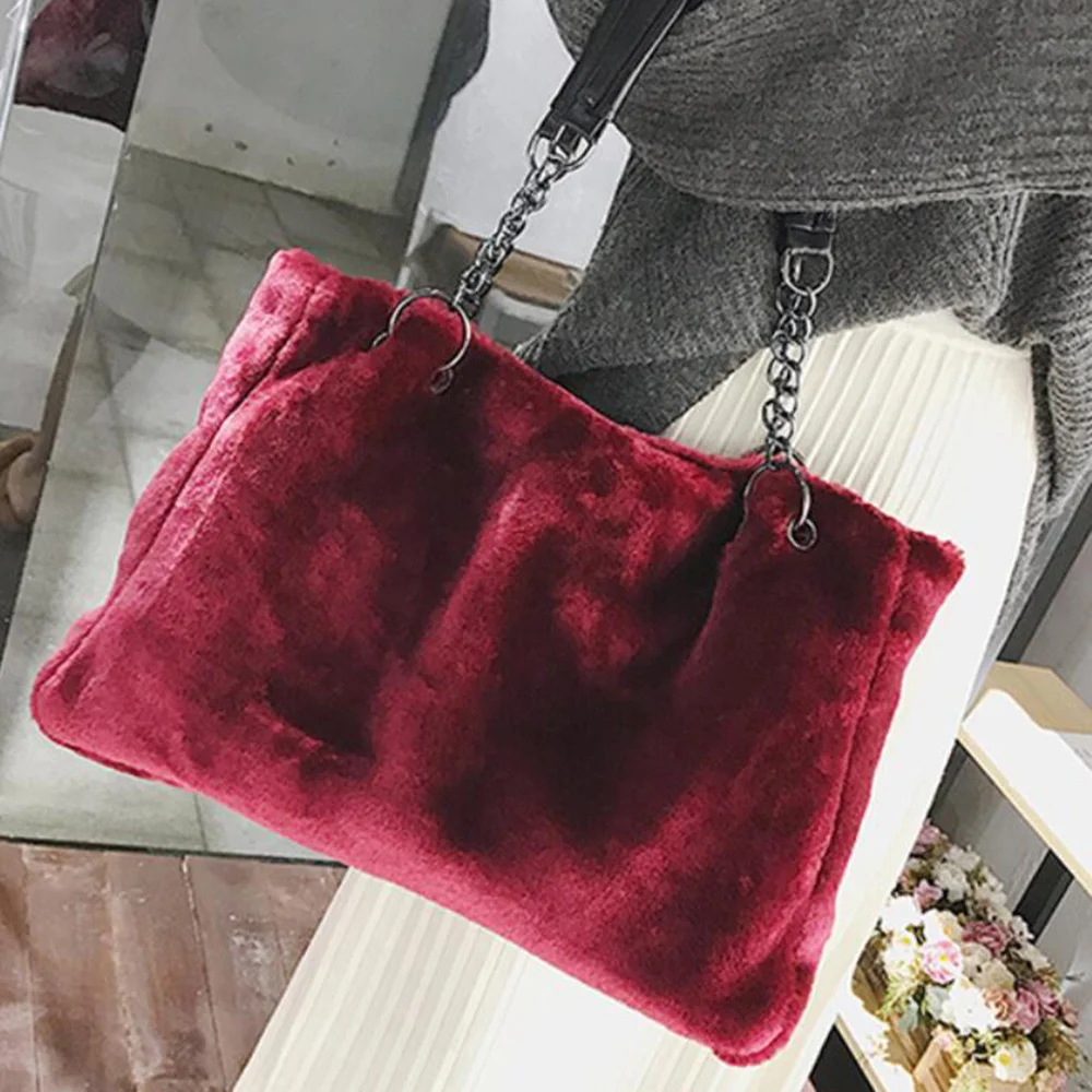 

Новинка, винтажные зимние женские плюшевые сумки, повседневная женская сумка-тоут, Большая вместительная мягкая женская сумка на плечо с верхней ручкой и мехом