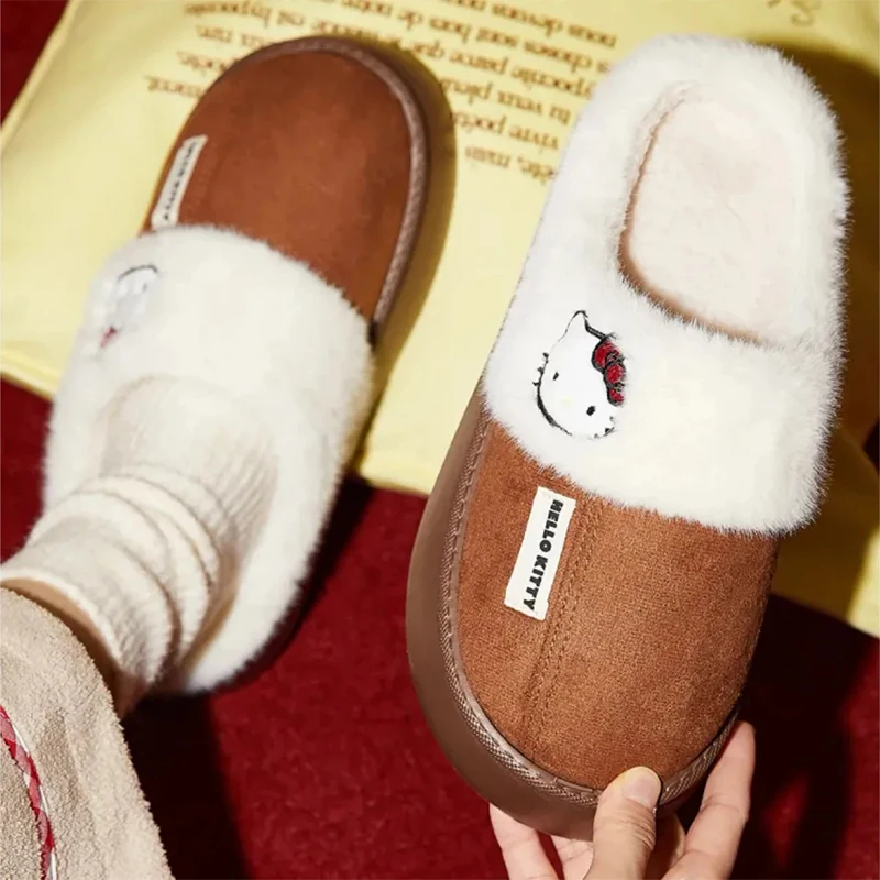 Плюшевые тапочки Hello Kitty зимние уютные теплые женские и мужские хлопковые