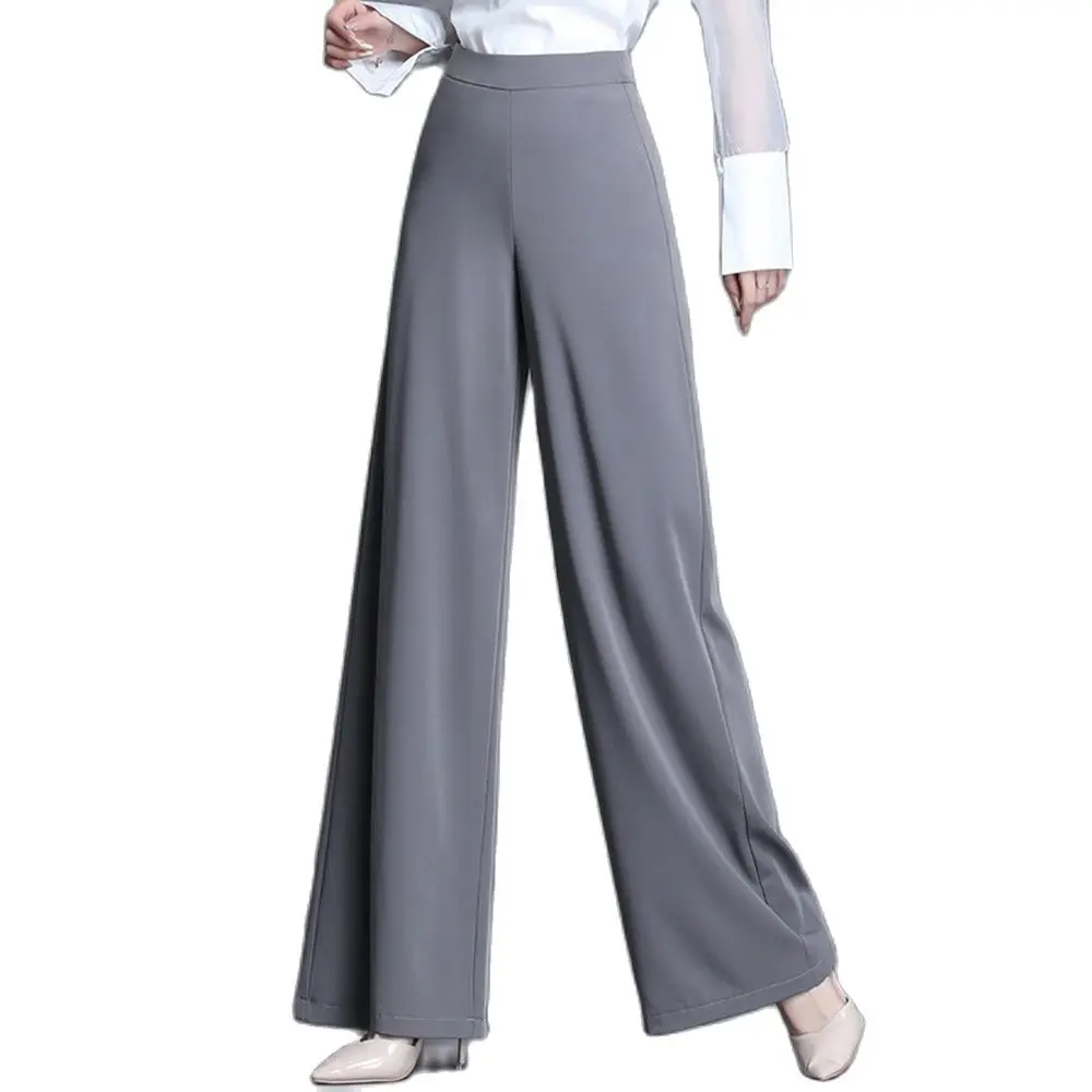 

Spring Summer New High Waist Korean Pattern Solid Color Elastic Band Wide Leg Pants Women Long Lengthen Dropshipping