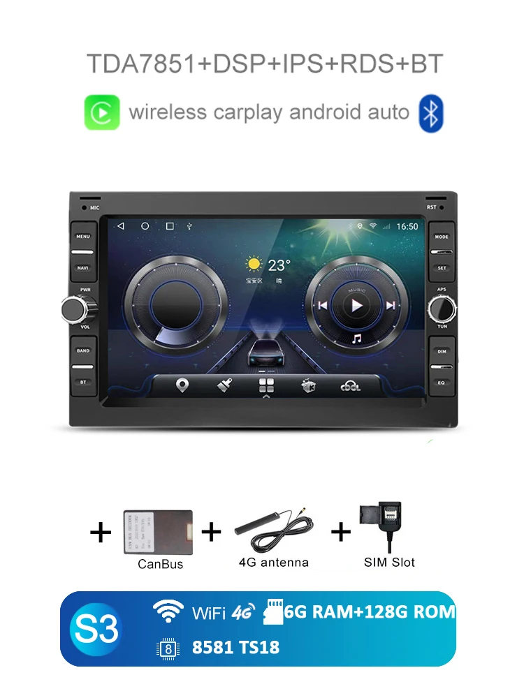

360-SIM IPS Carplay Auto Android 14.0 12G + 256G Автомобильный DVD-плеер GPS WIFI Bluetooth Радио для VW Passat B5 Golf Polo Bora Jetta T5