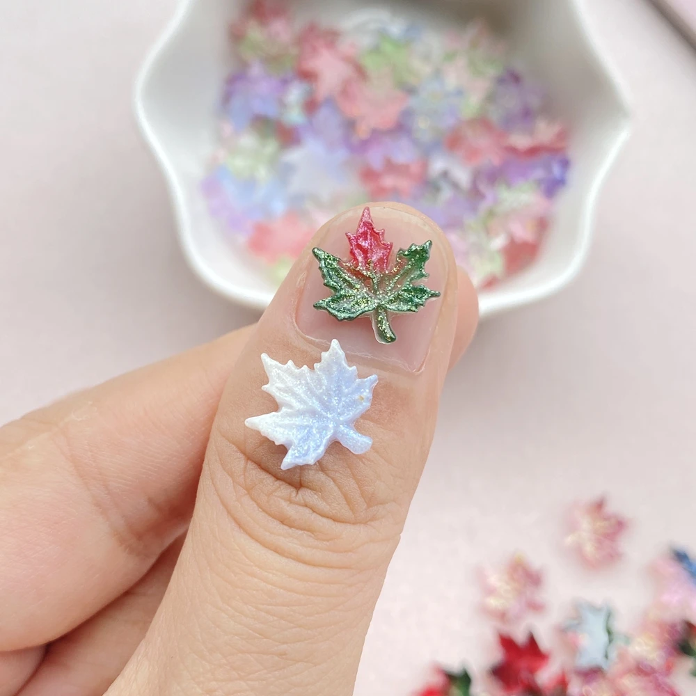 50 шт. милые мини красочные кленовые листья дизайн ногтей полимерные дизайнерские