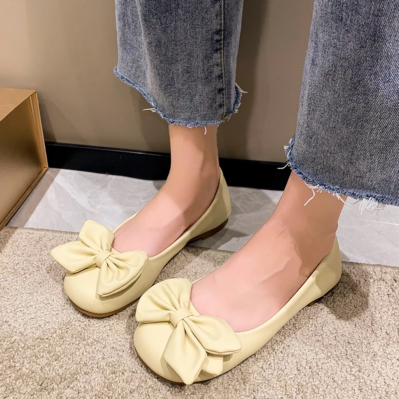 

Rimocy Bowknot Ballet Flats Shoes for Women 2022 Spring Summer Slip on Ladies Loafers Comfortable Soft Sole Casual Shoes Woman