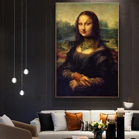 funny art mona lisa canvas painting famous posters and prints wall art paintings for living room home decoration