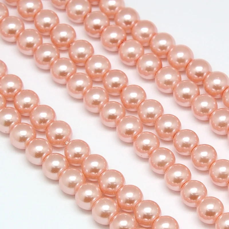 

Kissitty 8mm Cotton Cord Threaded Eco-Friendly Dyed Glass Pearl Round Bead Strands For Jewelry Making Supplies Accessories