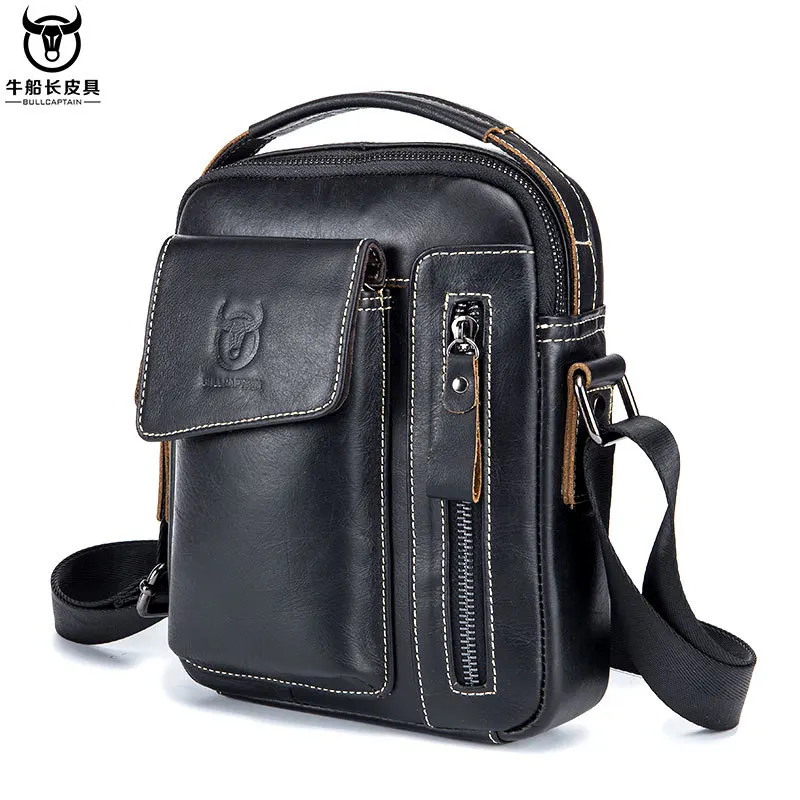 

Men's Shoulder Bag Vertical Leather Handbag Large Capacity Tablet Briefcase