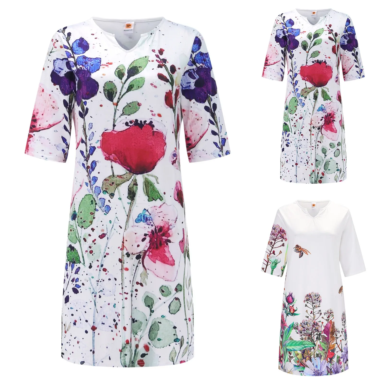 

Платье женское с рукавом до локтя и V-образным вырезом