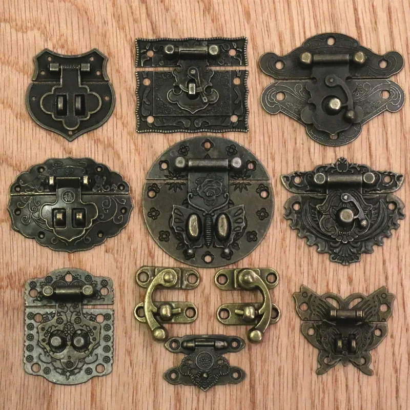 

1set Antique Bronze Latch Hook Hasp Wood Jewelry Box Latch Hook Clasp Cases Chests Latch Lock with Screws