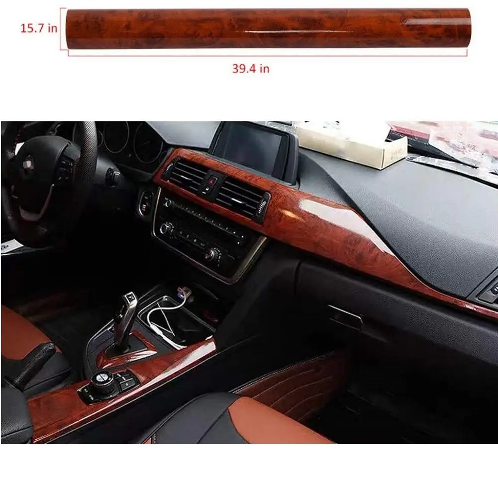 

Glossy Peach Wood Grain Car Sticker Waterproof Scratch-resistant Interior Film Protective Decals For Furniture (40x100cm #1301)