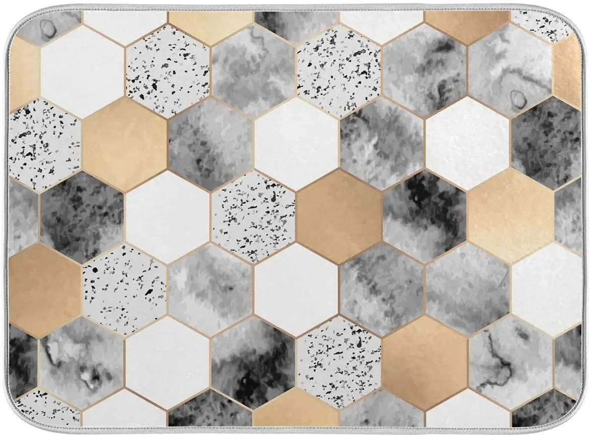 

Dish Drying Mat Microfiber Absorbent Dishes Drainer Pad Marble Lattice Drying Mat for Kitchen Counter Decor 18x24 Inch