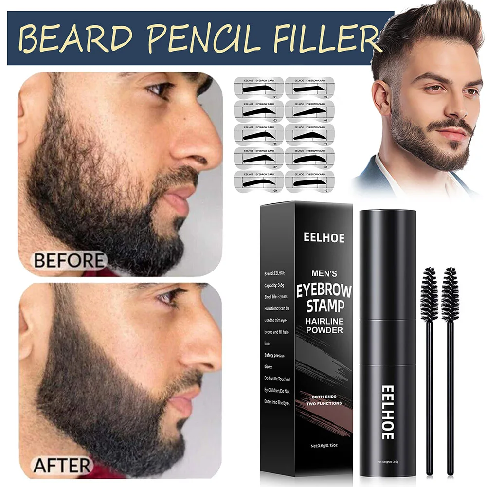 

Eyebrow Stamp Stencils Kit For Men Double Head Design Brow Powder Stamp Beard Hairline Filling Powder Eyebrow Shaping Kit
