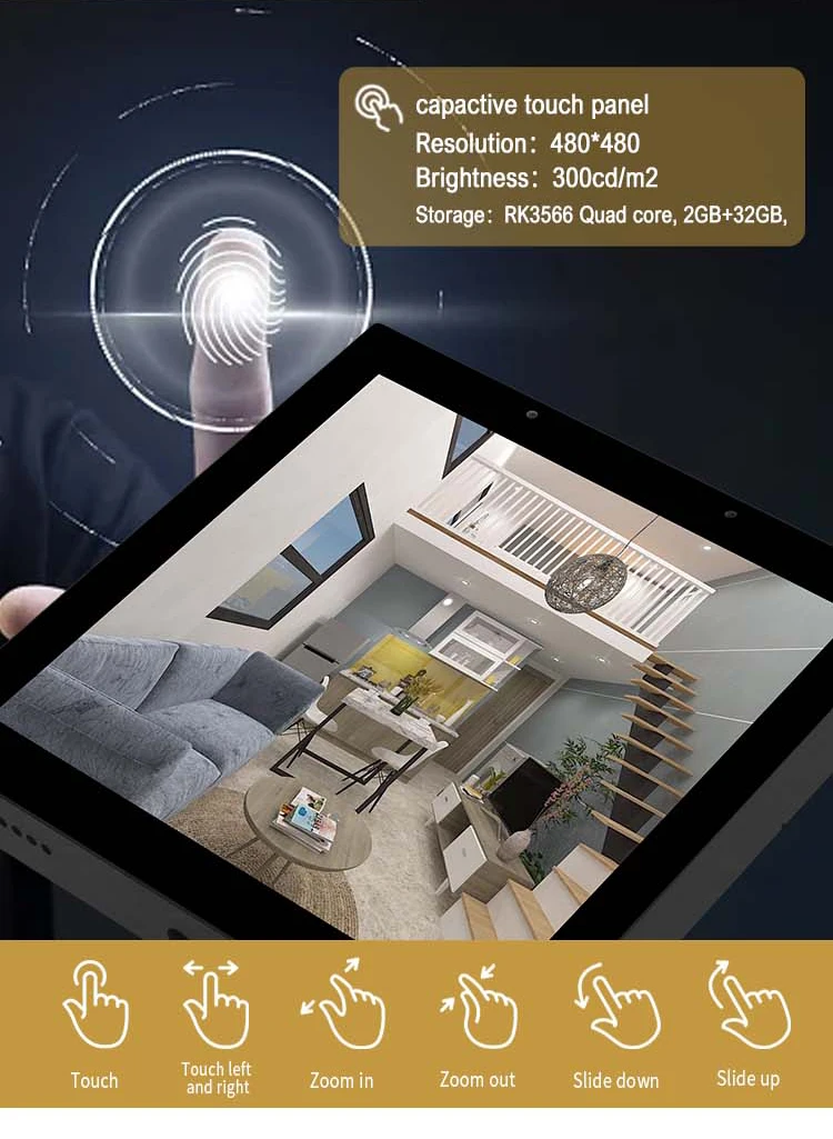 Фото 2026 4-дюймовая интеллектуальная настенная панель управления Android 11/13 Os 5,2BLE Панель домашней автоматизации ПК с опцией датчика температуры и света №3