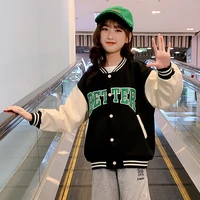 spring autumn girls casual jackets baseball outerwear fashion letter print coat children clothing 4 6 8 10 11 12 years kids coat