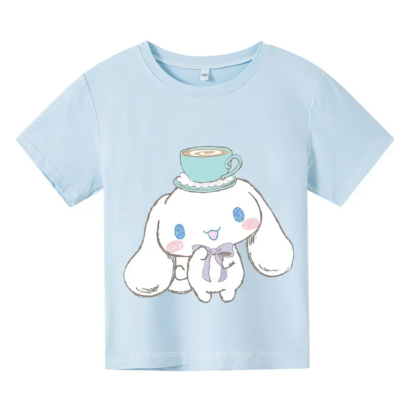 Стильная хлопковая Футболка с принтом Cinnamoroll для мальчиков и девочек