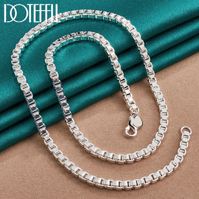 

DOTEFFIL 925 Sterling Silver 4mm 18 inch Box Chain Necklace For Man Women Wedding Engagement Fashion Jewelry