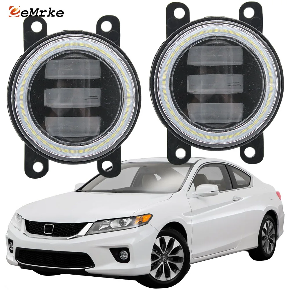 

2x LED Fog Lights with Lens for Honda Accord Coupe Cpe 2013 2014 2015 Led Angel Eyes DRL Daytime Running Lights 12V 30w 6400LM