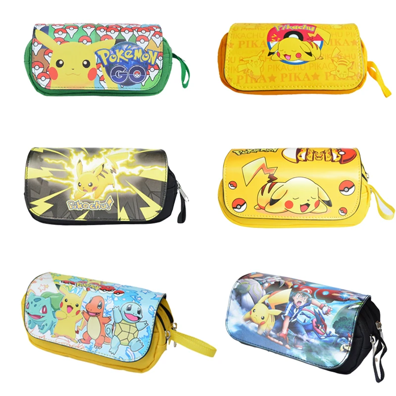 

Anime Pokemon Pikachu Gengar Pen Holder New Cartoon Fashion Cute Printed Large-capacity Pencil Pouch Study Stationery Supplies