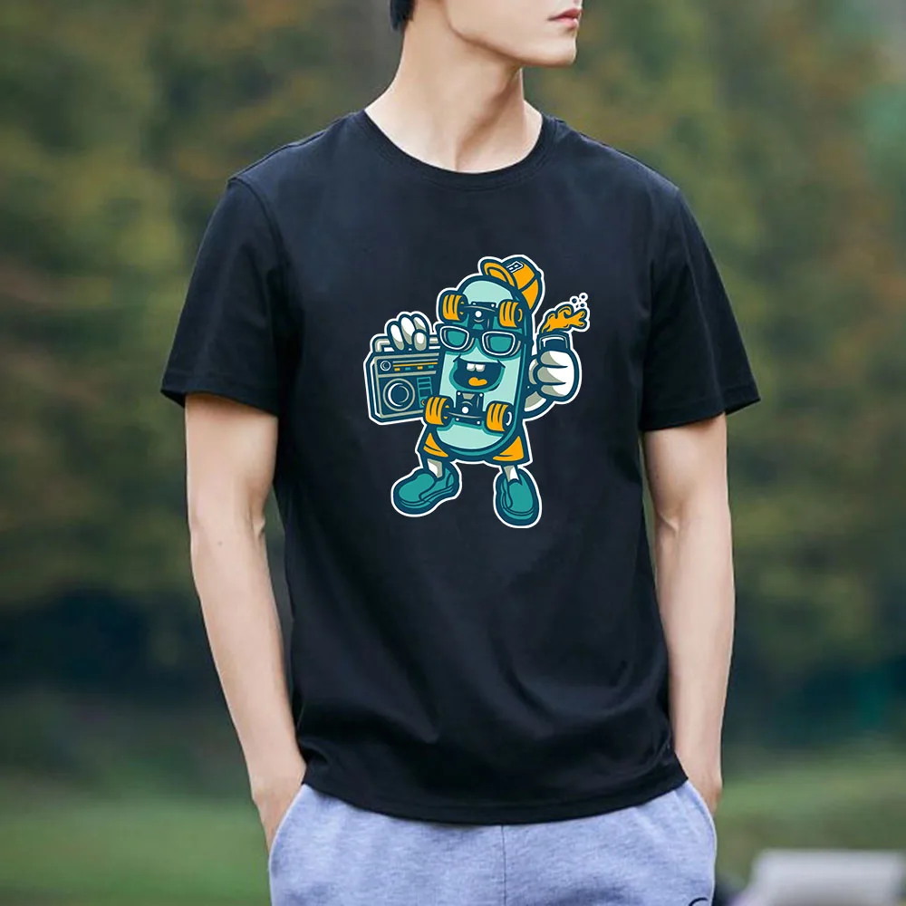 

Новинка 2023, мужская летняя модная футболка из 100% хлопка с коротким рукавом, Мужская футболка, свободная уличная одежда в стиле хип-хоп, мужские рубашки #227