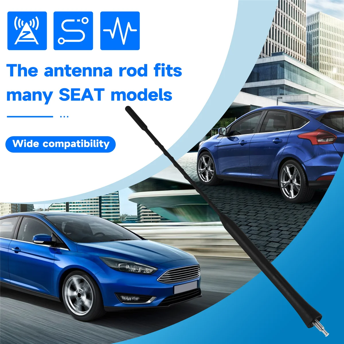 Короткая антенна 30 см для Seat Ibiza 6L 6J Leon 1M 1P Skoda Altea 5P