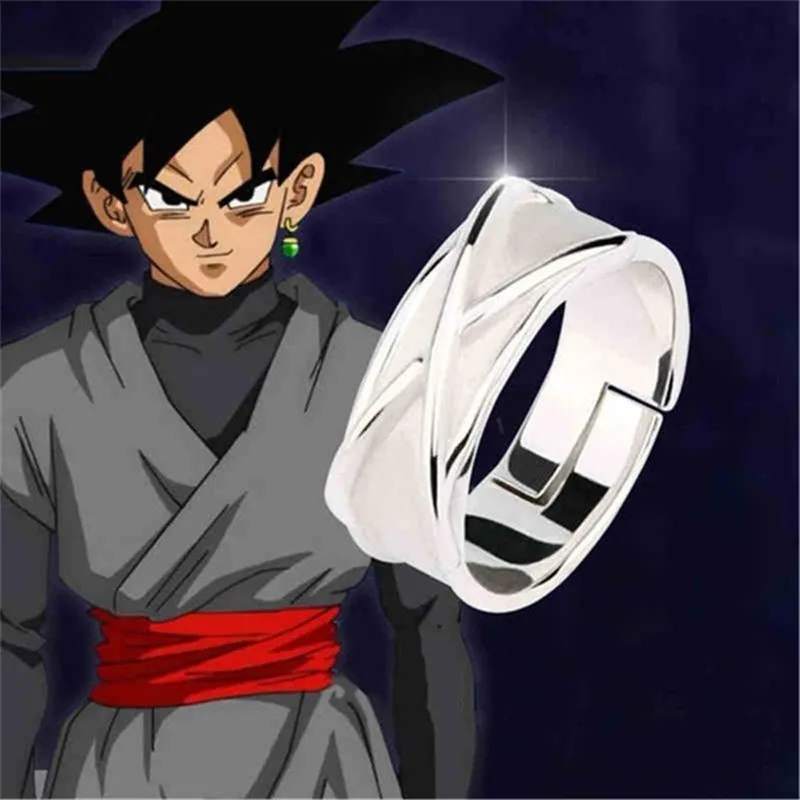 

Cartoon Dragon Ball Super Black Goku Time and Space Zamas World King God Time Ring Men and Women Anime Peripheral Jewelry Gifts