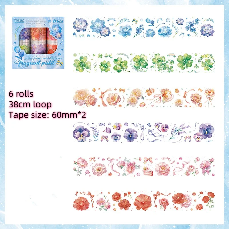 

Bview Art Washi Tape С Цветочным Узором 3D Наклейки Пейзажная Лента Для Ведения Журнала Для Творческого Скрапбукинга