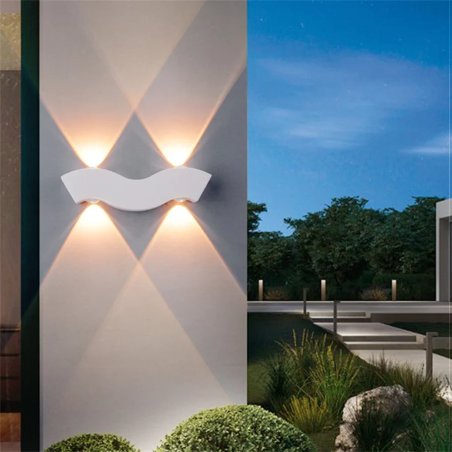 

4W Outdoor Wave Wall Lamp Waterproof Led Wall Light Corridor Stairs Garden Up Down Sconce Balcony Porch Lighting Fixtures