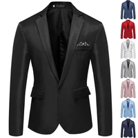 fashion mens pure color leisure suits black slim fit korean style men business banquet suit plus size thin blazers coat