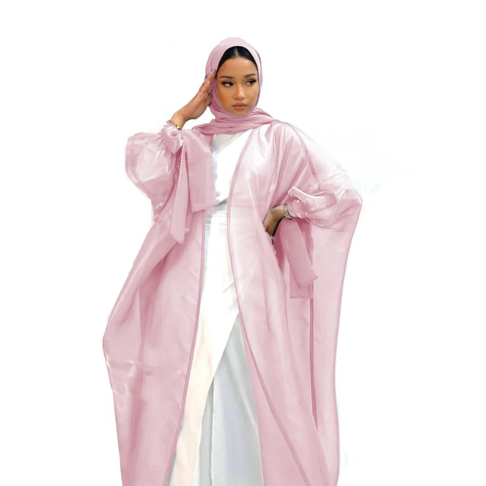 Open Abaya Muslim Dress Dubai Luxuryhigh Classorganza Balloon Sleeve Robe Aid Sari African Woman Boubou Kameez Jalaba Arabic