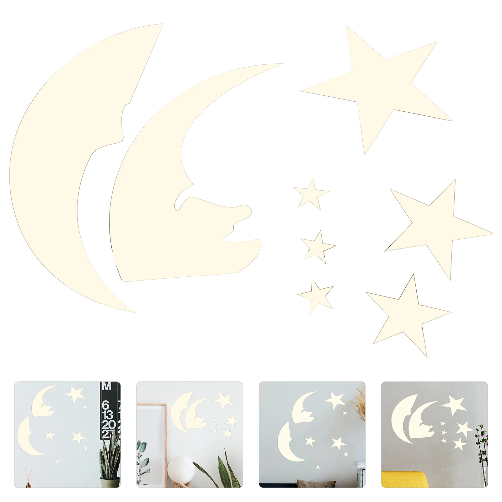 

Wall Mirror Moon Acrylic Sticker Stickers Decal Star Removabledecals Nursery Stars Decor 3Dself Adhesive Diy Mural
