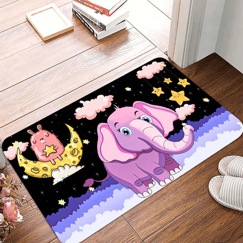 

Goodnight Baby Cartoon Elephant Doormat Area Carpet Non-slip Rugs Cute Cartoon Dinosaur Children's Room Mat Soft Floor Rugs