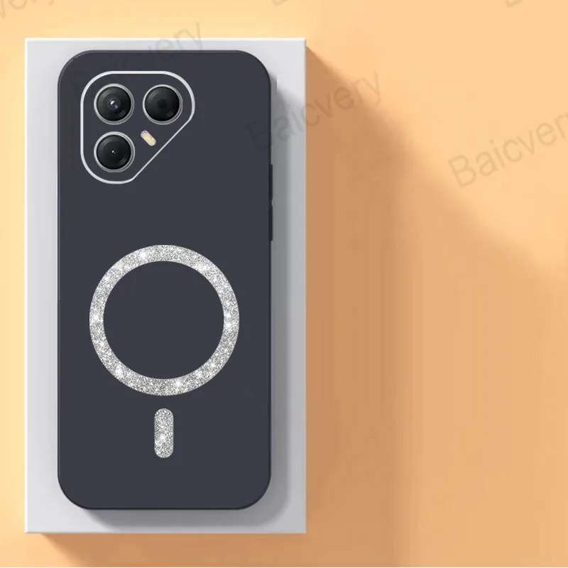 Фото Силиконовая мягкая задняя крышка для Tecno POVA 7 Ultra/POVA 7 5G 4G/Pro/NEO 4G с блестящей беспроводной магнитной наклейкой №3