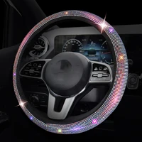 diamond car steering wheel cover for 36 39cm colorful luxury elasticity crystal rhinestone covered steering wheel accessorie