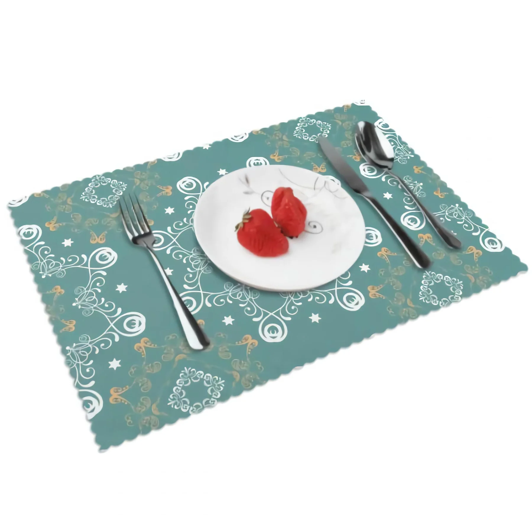 

Beauty Cyan Baja Placemats for Dining Table Set of 4 Rectangular Heat Resistant Washable Place Mat
