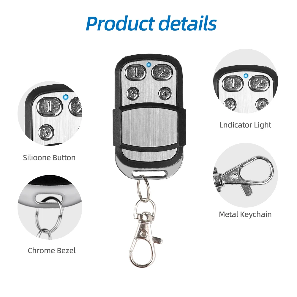 433Mhz Smart Copy Remote Control Wireless Fixed Rolling Code Universal Door Duplicate Key Fob 433MHZ Opener remote Gate Garage images - 6