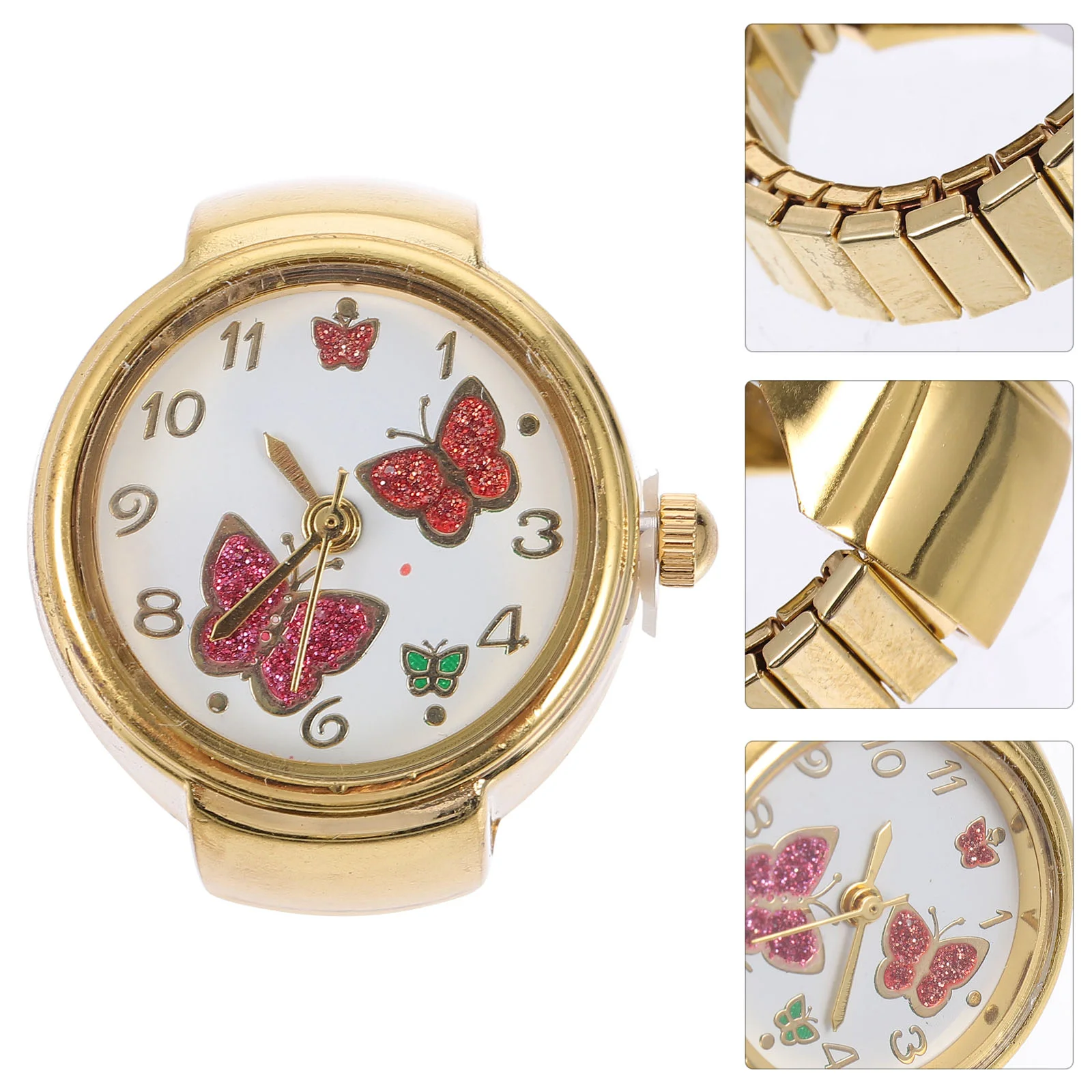 Женские часы Кольцо на палец Декоративные украшения Личность Бабочки Золотая